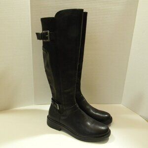 White Mountain Black Boots Knee Riding Size 7.5 M Meditate Buckle NWOT
